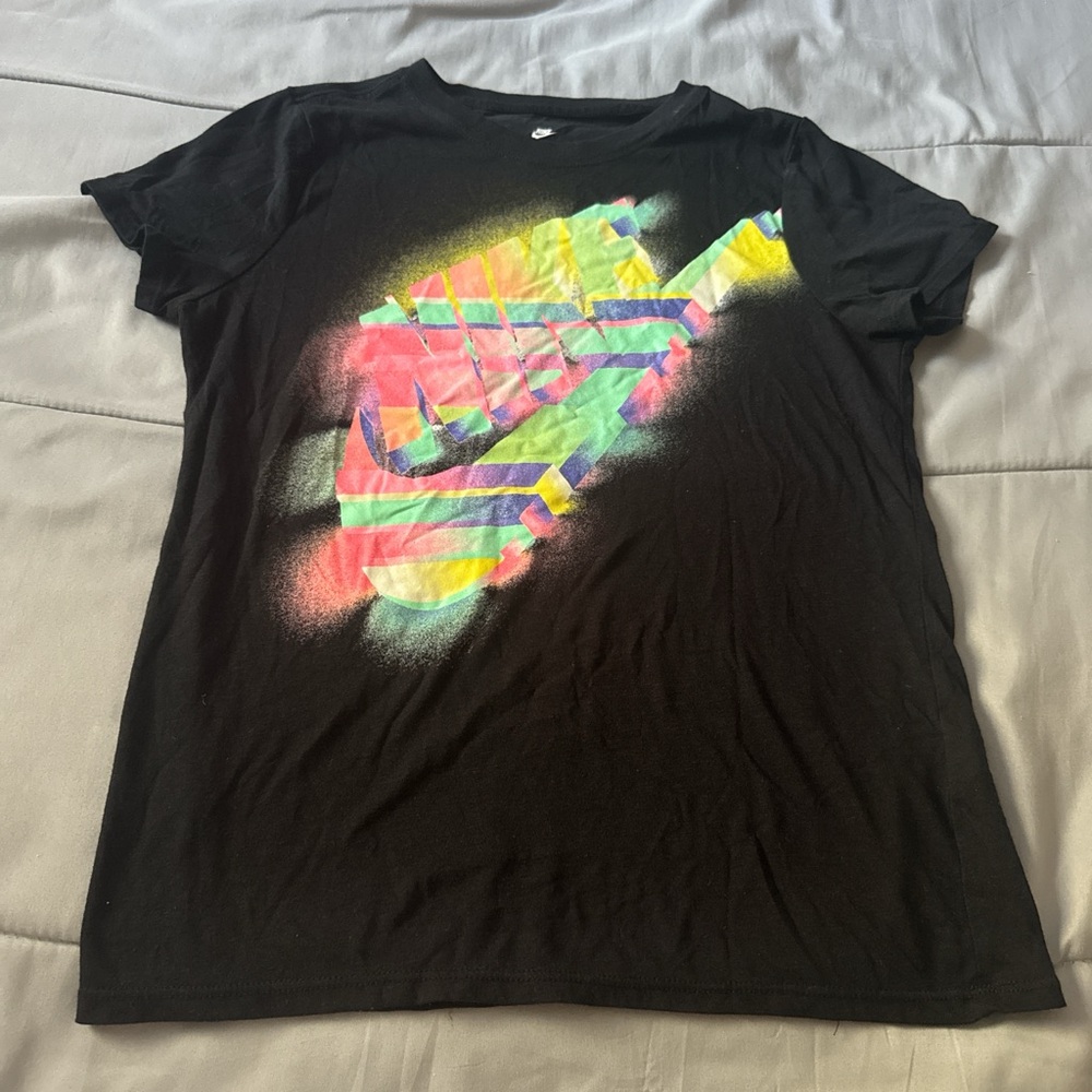 Nike Black Tee with Vibrant Multicolor Design